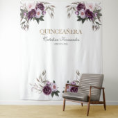 ピンク紫色の花バラ金ゴールドQUINCEAENERAプロップ タペストリー (インサイチュ)