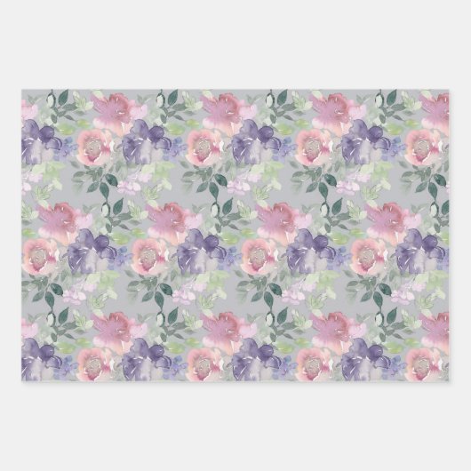 ピンク紫色の花園 ラッピングペーパーシート (正面3)