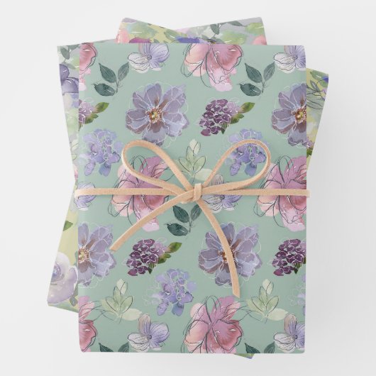 ピンク紫色の花園 ラッピングペーパーシート (インサイチュ)