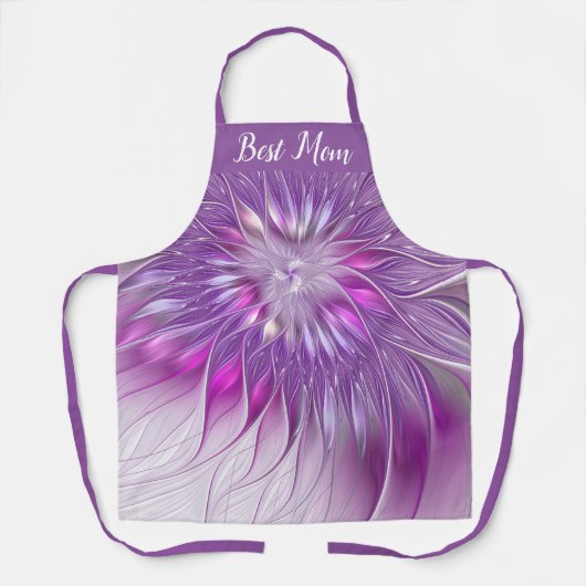 ピンク紫色の花抽象芸術フラクタルアートマ最高のマー エプロン (正面)