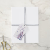 ピンク紫色の花蝶の誕生感謝してい日 ギフトタグ (より糸付き)