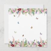 ピンク紫色の花蝶蝶スクエアベビーシャワー 招待状 (裏面)