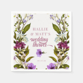 ピンク紫色の花 |ブライダルシャワーを咲かせる スタンダードカクテルナプキン
