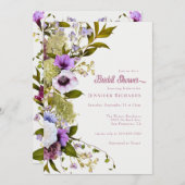 ピンク紫色の花 |ブライダルシャワーを咲かせる 招待状 (正面/裏面)