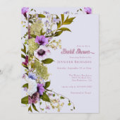 ピンク紫色の花 |ブライダルシャワーを咲かせる 招待状 (正面/裏面)