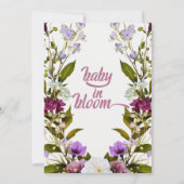 ピンク紫色の花 |赤ちゃんシャワーを咲かせる 招待状 (裏面)