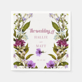 ピンク紫色の花 |開花結婚ズ スタンダードカクテルナプキン