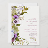 ピンク紫色の花 |開花結婚ズ 招待状 (正面)