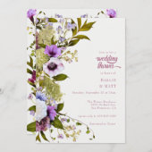 ピンク紫色の花 | Bloomウェディングシャワー 招待状 (正面/裏面)