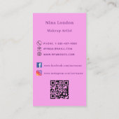 ピンク紫色の蝶Qrソーシャルメディアロゴ 名刺 (裏面)