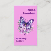 ピンク紫色の蝶Qrソーシャルメディアロゴ 名刺 (正面)