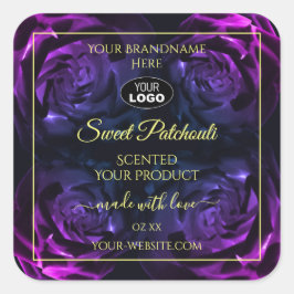 ピンク紫色の開花バラ製品ラベル追加ロゴ スクエアシール