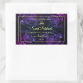 ピンク紫色の開花バラ製品ラベル追加ロゴ 長方形シール (バッグ)