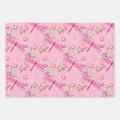 ピンク紫色の青い黄色のアターカラートンボ ラッピングペーパーシート (正面3)