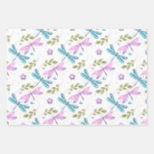 ピンク紫色の青い黄色のアターカラートンボ ラッピングペーパーシート (正面)