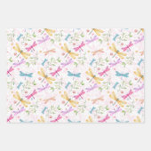 ピンク紫色の青い黄色の水色のトンボ ラッピングペーパーシート (正面3)