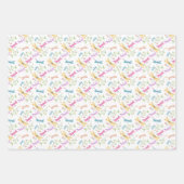 ピンク紫色の青い黄色の水色のトンボ ラッピングペーパーシート (正面2)