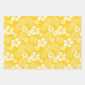 ピンク紫色の黄色い熱帯性のハイビスカスの花 ラッピングペーパーシート (正面3)