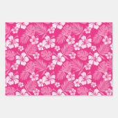 ピンク紫色の黄色い熱帯性のハイビスカスの花 ラッピングペーパーシート (正面2)