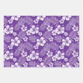 ピンク紫色の黄色い熱帯性のハイビスカスの花 ラッピングペーパーシート (正面)