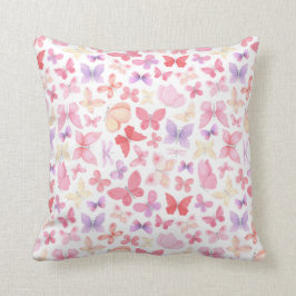 ピンク紫色の黄色い蝶 クッション
