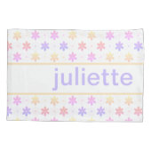 ピンク紫色の黄色の白い小さな花のパターン 枕カバー (裏面)