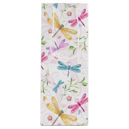 ピンク紫色の黄色の青い水色のトンボ ワインギフトバッグ