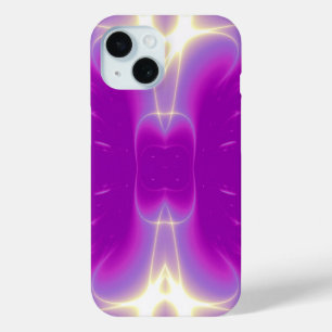 ピンク紫色バイオレットフラクタル光波 iPhone 15ケース