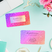 ピンク紫色ヒョウのスパークルグラームガーリー箔 名刺