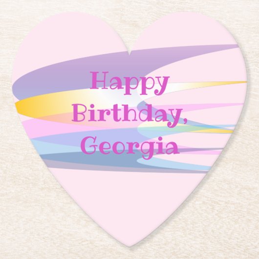 ピンク紫誕生日紙コースター ペーパーコースター (正面)