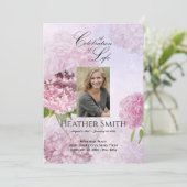 ピンク紫陽花お祝い・オブ・ライフ葬儀 招待状 (スタンド正面)