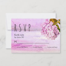 ピンク紫陽花の水色フローラ結婚式RSVP