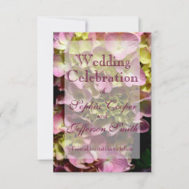 ピンク紫陽花イエローピンクグリーン結婚フローラ セーブザデート