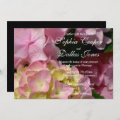 ピンク紫陽花イエローピンクグリーン結婚フローラ 招待状 (正面/裏面)