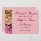 ピンク紫陽花イエローピンクグリーン結婚フローラ 招待状 (正面/裏面)