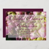 ピンク紫陽花イエローピンクグリーン結婚フローラ 招待状 (正面/裏面)