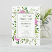 ピンク紫陽花フローラルウォーター色エンゲージメントパーティー 招待状 (スタンド正面)