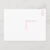 ピンク結婚たった今結婚しましたの車の新郎新婦 案内ポストカード (裏面)