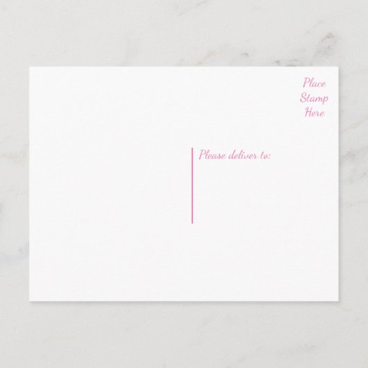 ピンク結婚たった今結婚しましたの車の新郎新婦 案内ポストカード (裏面)