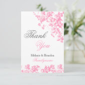 ピンク結婚とグレーのサンキューカードのセ結婚ット サンキューカード (スタンド正面)