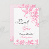 ピンク結婚とグレーのサンキューカードのセ結婚ット サンキューカード (正面/裏面)