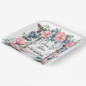 ピンク結婚とブルーの開花を持つ水色のアーチ ペーパープレート (傾斜あり)