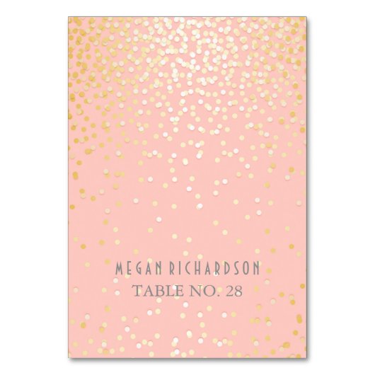 ピンク結婚と金ゴールド紙吹雪 テーブルナンバー (正面)