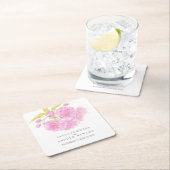 ピンク結婚のさくらんぼの花のカスタム紙コースター スクエアペーパーコースター (インサイチュ)