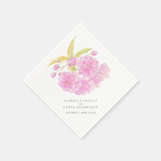 ピンク結婚のさくらんぼ紙ナプキン スタンダードカクテルナプキン (角)