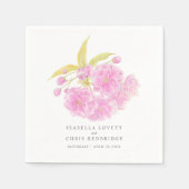 ピンク結婚のさくらんぼ紙ナプキン スタンダードカクテルナプキン (正面)