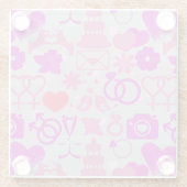 ピンク結婚のオーナメントパターン03グレーBG ガラスコースター (裏面)