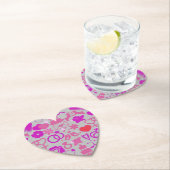 ピンク結婚のオーナメントパターン03グレーBG ペーパーコースター (インサイチュ)