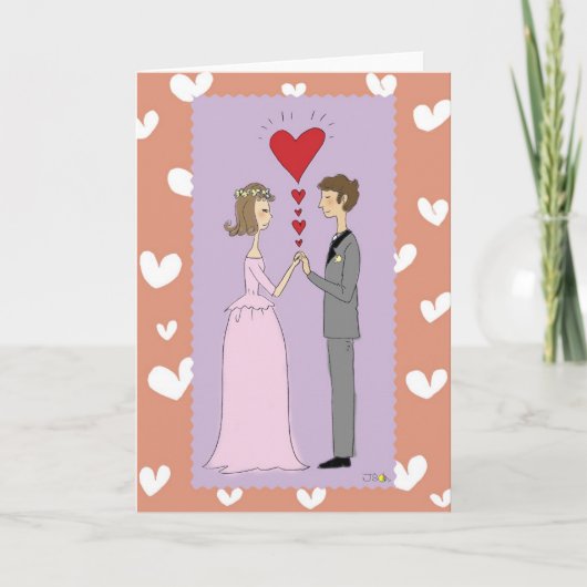 ピンク結婚のグリーティングカード カード (正面)