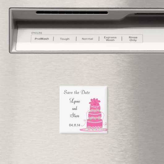 ピンク結婚のケーキがデートを守る マグネット (インサイチュ (食洗機))